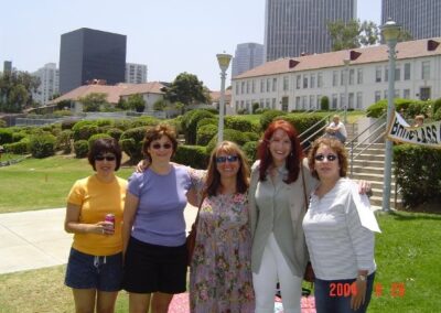 30 Year Reunion picnic BHHS front lawn, Gail Miller, Lori Anticouni Richter, Cori Drasin, Ilona Marsten, and Nancy Siegel Kulak.