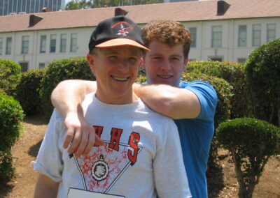 30th reunion picnic BHHS front lawn, Randy Sheinbein and son.