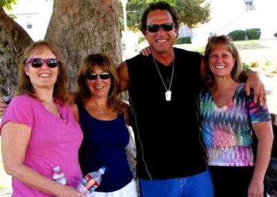 40th reunion picnic on the BHHS front lawn, Nancy Siegel Kulak, Barry Chase, Linda Carnow Korosec and Linda Klemes Byerly