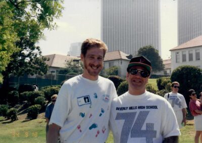 Beverly Hills High School Class of 1974 20th reunion picnic. Pictured are Louis Weisberg and Paul Chernick.