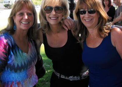 40th reunion picnic on the BHHS front lawn, Nancy Siegel Kulak, Cara Gordon Goldman and Linda Klemes Byerly