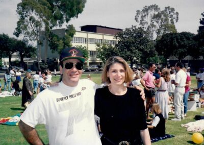 Beverly Hills High School Class of 1974 20th reunion picnic. Pictured are Judy Rosenberg and Paul Chernick.