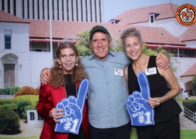 Beverly Hills High School class of 1974 50th 10/19/2024 reunion posed picture with Sarah Catz, Brad Gelfond and Varlerie Lehrer