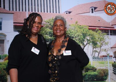 Beverly Hills High School class of 1974 50th 10/19/2024 reunion posed picture with Carolynne and Marilynne Garrison