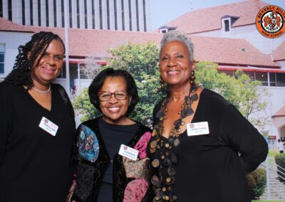 Beverly Hills High School class of 1974 50th 10/19/2024 reunion posed picture with Carolynne and Marilynne Garrison and Cynthia Morgan