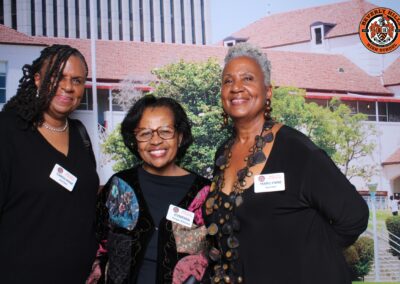 Beverly Hills High School class of 1974 50th 10/19/2024 reunion posed picture with Carolynne and Marilynne Garrison and Cynthia Morgan